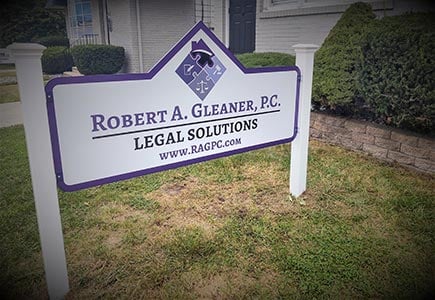 Robert A. Gleaner, P.C., Legal Solutions - sign outside of office